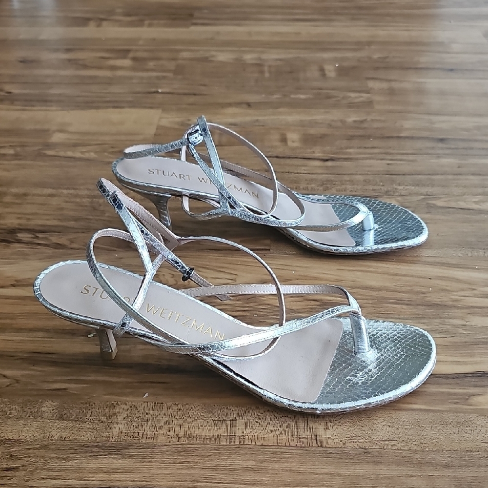Stuart Weitzman Metallic Strappy Heels